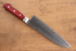 Seisuke Nami AUS10 Damasco con Terminado de Espejo Santoku 180mm Mango de Madera de pakka roja - Japanny-SP