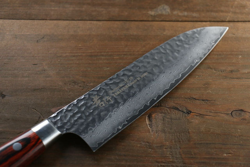 Sakai Takayuki VG10 de 33 Capas Damasco Santoku  180mm Mango de Madera de pakka de caoba - Japanny-SP