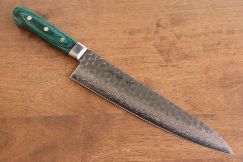 Sakai Takayuki VG10 Damasco de 17 Capas Gyuto  240mm Mango de Madera de pakka verde - Japanny-SP