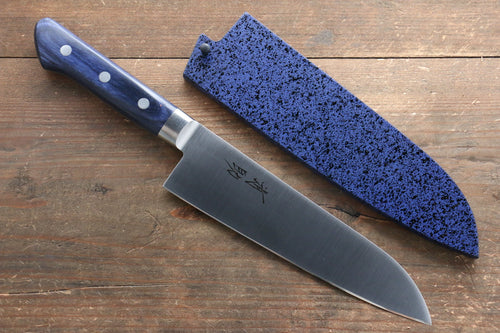 Seisuke Seiten Molibdeno Santoku  180mm Mango de Madera de pakka azul  con Funda - Japanny-SP