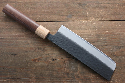 Seisuke Kokubyaku Super Azul Martillado Nakiri  165mm Mango de Morado - Japanny-SP