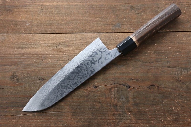 Takayuki Iwai Acero Azul No.2 Damasco Funayuki  180mm Mango de Madera de Castano Quemada - Japanny-SP