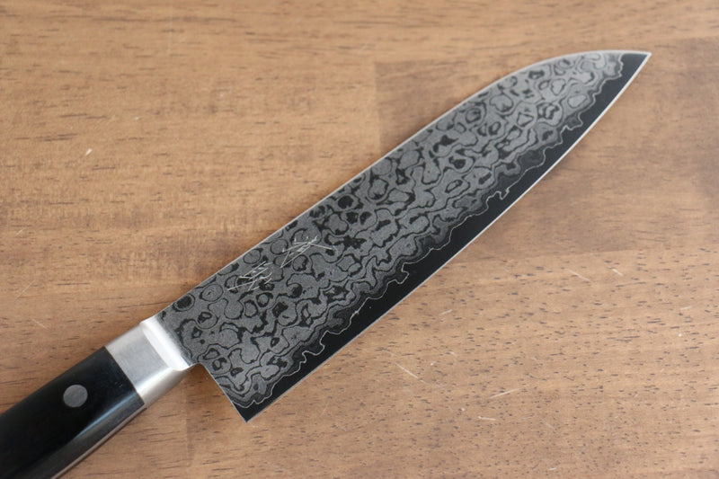 Seisuke VG10 Damasco de 8 Capas Terminado Migaki Santoku  165mm Mango de Madera de Pakka Negra - Japanny-SP