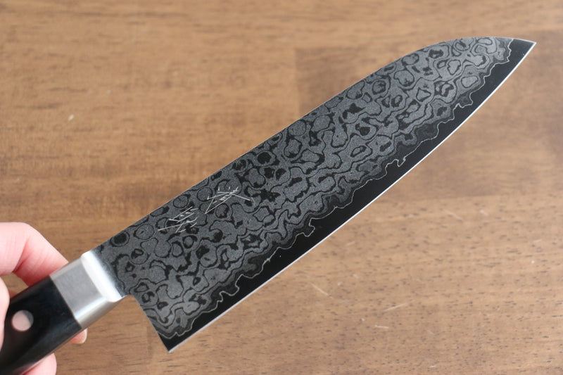 Seisuke VG10 Damasco de 8 Capas Terminado Migaki Santoku  165mm Mango de Madera de Pakka Negra - Japanny-SP