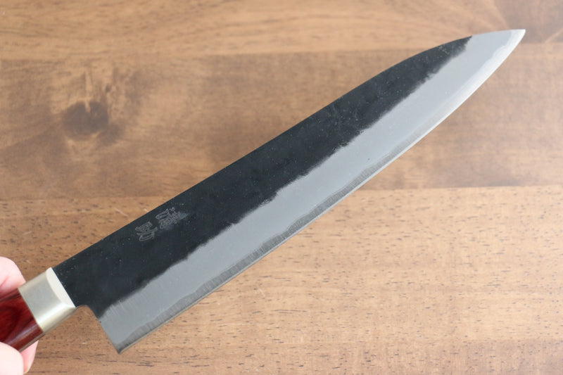 Seisuke Kuronashi Super Azul Nashiji Kurouchi Gyuto  210mm Mango de Madera de pakka roja - Japanny-SP