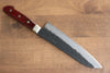 Seisuke Kuronashi Super Azul Nashiji Kurouchi Santoku  180mm Mango de Madera de pakka roja - Japanny-SP