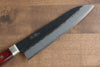 Seisuke Kuronashi Super Azul Nashiji Kurouchi Santoku  180mm Mango de Madera de pakka roja - Japanny-SP