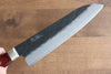 Seisuke Kuronashi Super Azul Nashiji Kurouchi Santoku  180mm Mango de Madera de pakka roja - Japanny-SP