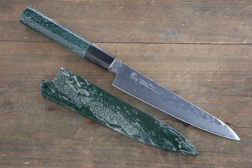 Sakai Takayuki VG10 de 33 Capas Damasco Martillado Petty-Utilitario  150mm Mango de Laquerado verde - Japanny-SP