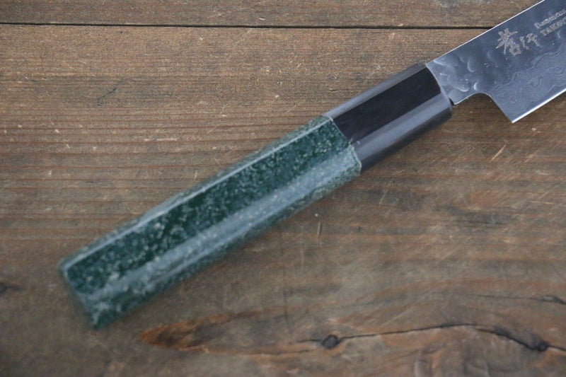 Sakai Takayuki VG10 de 33 Capas Damasco Martillado Petty-Utilitario  150mm Mango de Laquerado verde - Japanny-SP