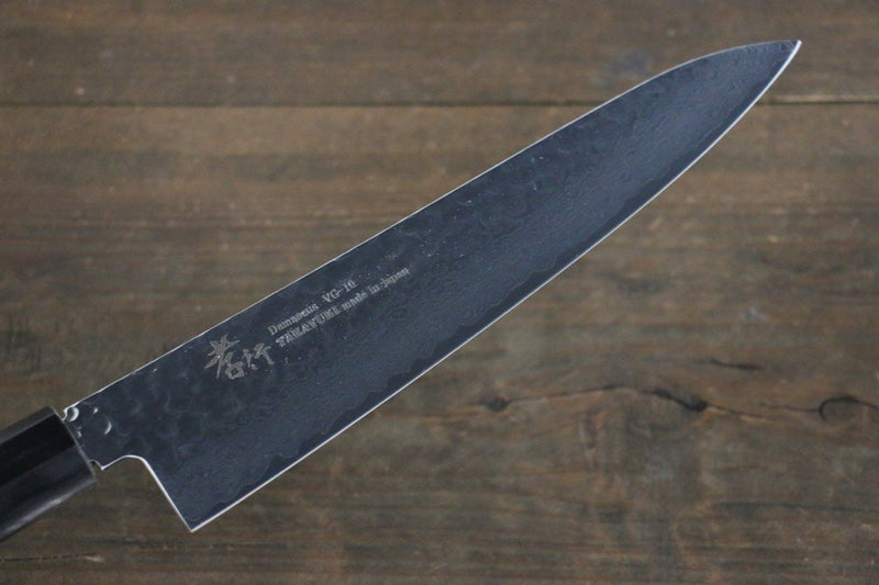 Sakai Takayuki VG10 Damasco de 33 Capas Martillado Gyuto  210mm Mango de Laquerado con puntos plateados Con funda - Japanny-SP