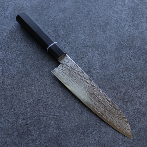 Seisuke AUS10 Espejo Cruzado Santoku 180mm Mango de Madera de Pakka Negra - Japanny-SP