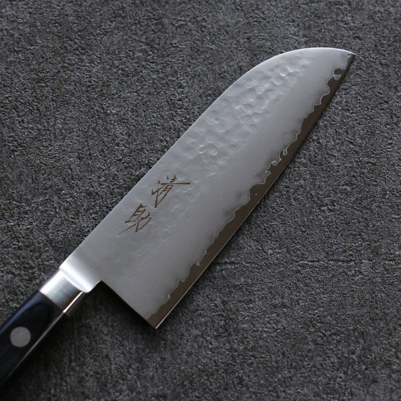 Seisuke VG5 Martillado Kasumitogi Santoku  120mm Mango de Madera de Pakka Negra - Japanny-SP