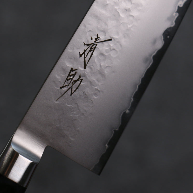 Seisuke VG5 Martillado Kasumitogi Santoku  120mm Mango de Madera de Pakka Negra - Japanny-SP