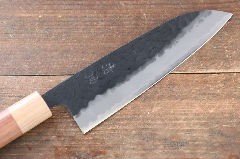 Seisuke Kokubyaku Super Azul Martillado Santoku  165mm Mango de Morado - Japanny-SP