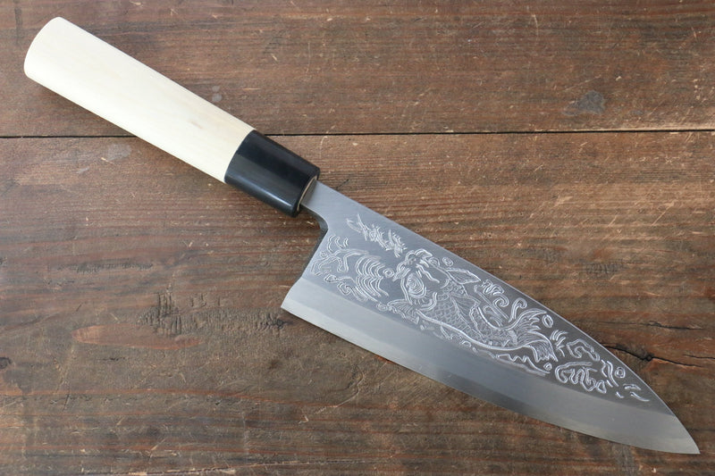 Sakai Takayuki Kasumitogi White Steel Sojyonokoi engraving Deba - Japanny-SP