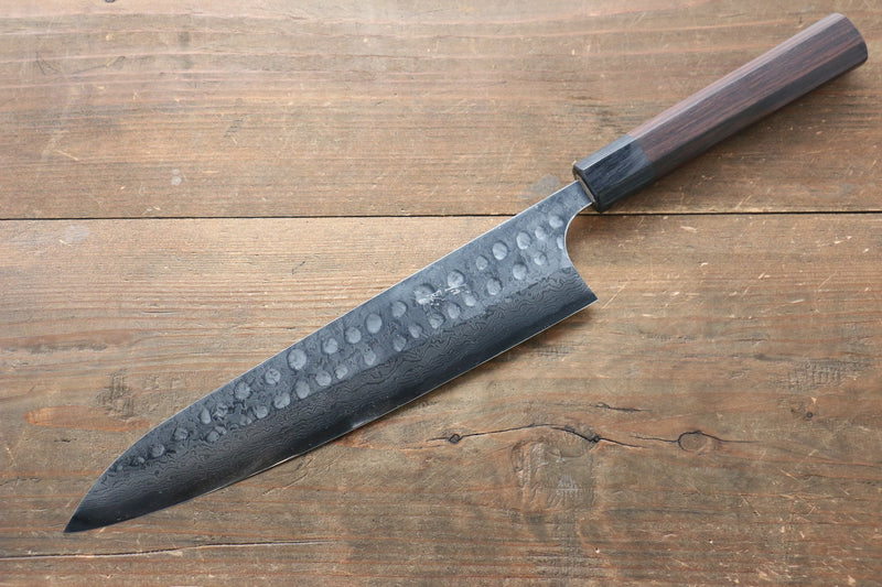 Seisuke [Para zurdos] Acero Azul No.2 Martillado Damasco Gyuto  240mm Mango de Shitan - Japanny-SP