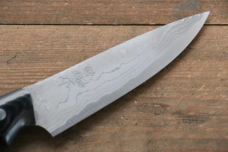 Kazuo Nomura Acero Blanco No.2 Damasco Gyuto  120mm Mango de Micarta - Japanny-SP