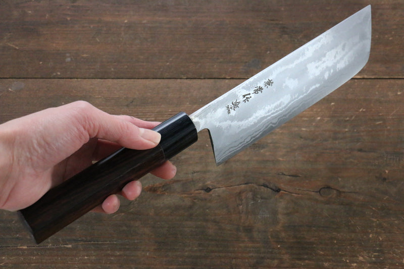 Kanetsune Acero Azul No.2 Damasco Nakiri  165mm Mango de Shitan - Japanny-SP