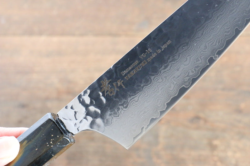 Sakai Takayuki VG10 Damasco de 33 Capas Kengata Santoku  160mm Mango de Laquerado de arce vivo (Saiu) - Japanny-SP