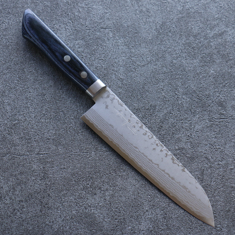 Kunihira Sairyu VG10 Damasco Gyuto  170mm Mango de azul marino de pakka negra - Japanny-SP