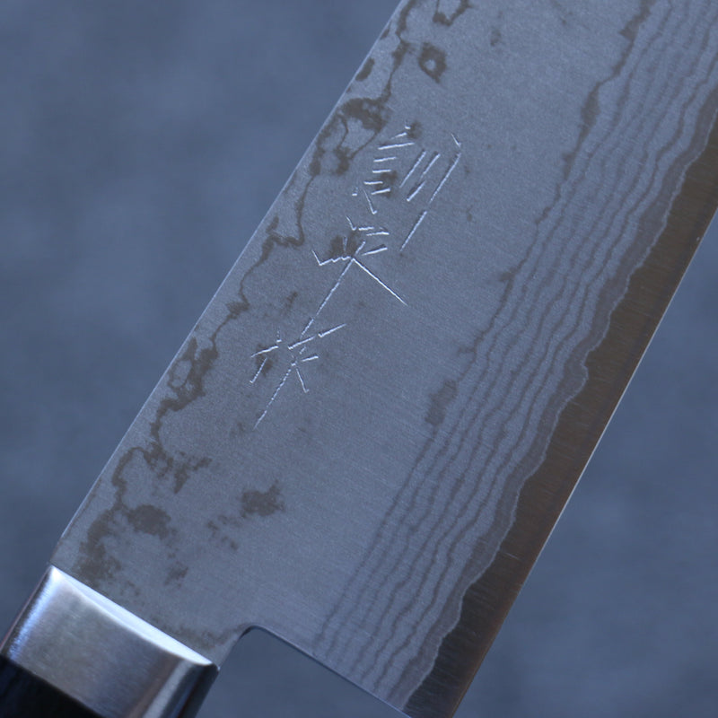 Kunihira Sairyu VG10 Damasco Gyuto  170mm Mango de azul marino de pakka negra - Japanny-SP