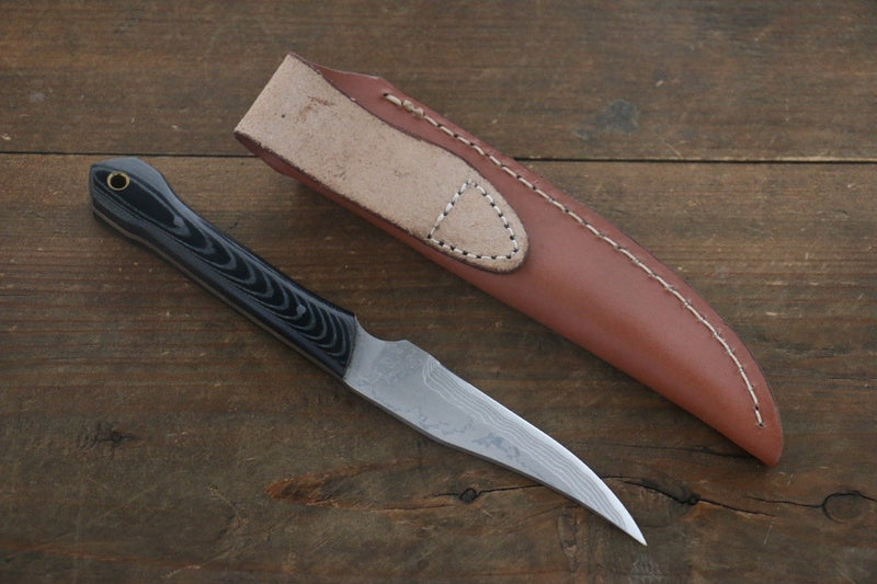 Kazuo Nomura Acero Blanco No.2 Cazador  100mm Mango de Micarta Negra - Japanny-SP