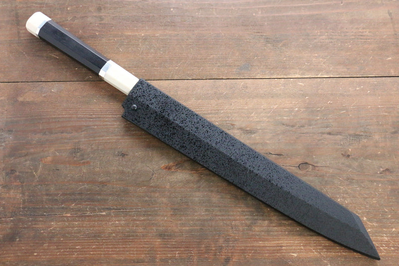 Sakai Takayuki Acero de Plata No.3 Damasco Kiritsuke Yanagiba  270mm Mango de Ebano con anillo Con funda - Japanny-SP