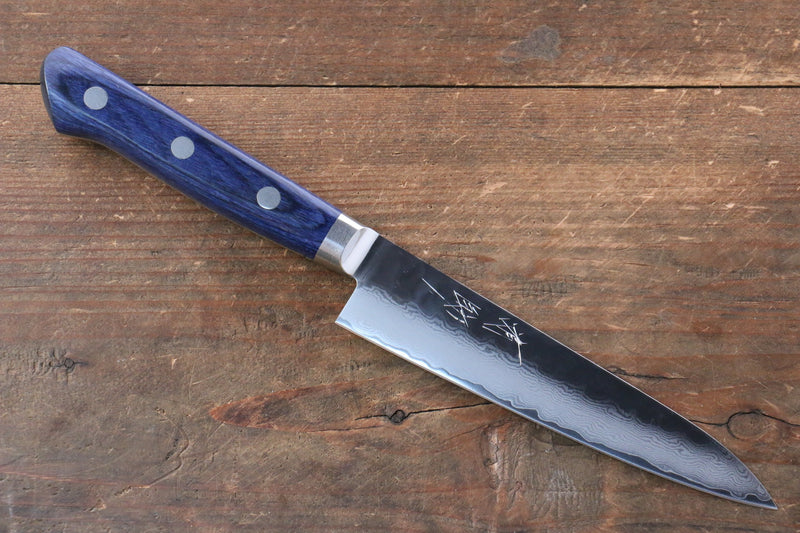 Seisuke Seiun VG10 de 33 Capas Damasco Petty-Utilitario  135mm Mango de Madera de pakka azul  con Funda - Japanny-SP