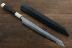 Sakai Takayuki Acero de Plata No.3 Damasco Kiritsuke Yanagiba  300mm Mango de Ebano con anillo Con funda - Japanny-SP