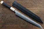 Sakai Takayuki Acero de Plata No.3 Damasco Kiritsuke Yanagiba  270mm Mango de Ebano con anillo Con funda - Japanny-SP