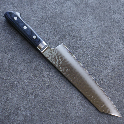 Seisuke Aotsuchi AUS10 Martillado Kiritsuke Santoku Cuchillo Japones 195mm Mango de azul marino de pakka negra - Japanny-SP