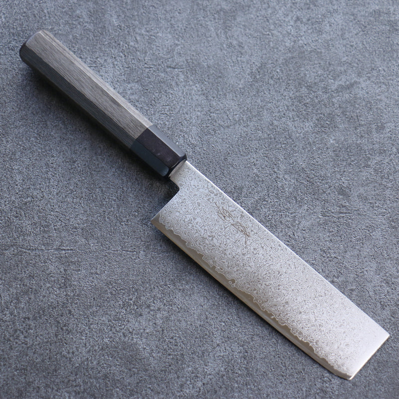 Seisuke VG10 Damasco Nakiri Cuchillo Japones 180mm Mango de Madera de Pakka Gris - Japanny-SP