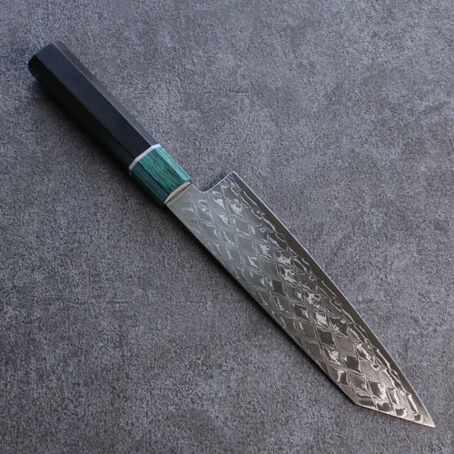 Seisuke AUS10 Espejo Cruzado Kiritsuke Santoku Cuchillo Japones 180mm Mango de Shitan (virola: madera de pakka verde) - Japanny-SP