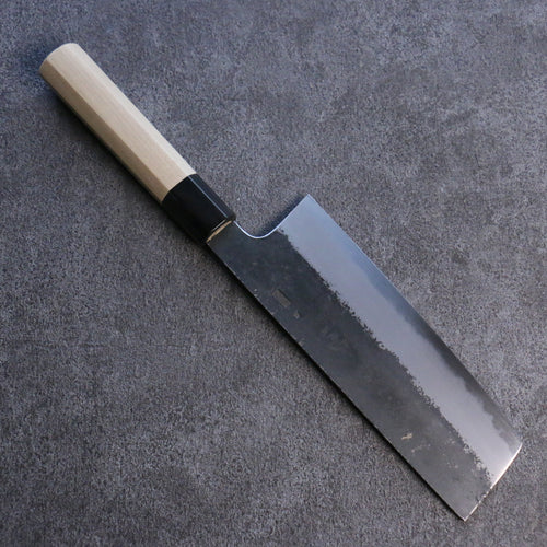 Kikuzuki Acero Blanco No.2 Terminado Negro Nakiri Cuchillo Japones 180mm Mango de Magnolia - Japanny-SP