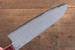 Nao Yamamoto VG10 Damasco Negro Santoku  180mm Mango de Madera de pakka roja - Japanny-SP