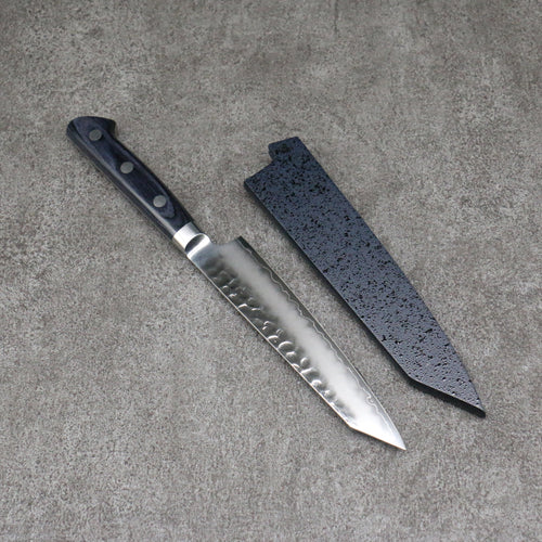 Seisuke Aotsuchi AUS10 Martillado Kiritsuke Petty, Utilitario Cuchillo Japones 145mm Mango de azul marino de pakka negra  con Funda - Japanny-SP