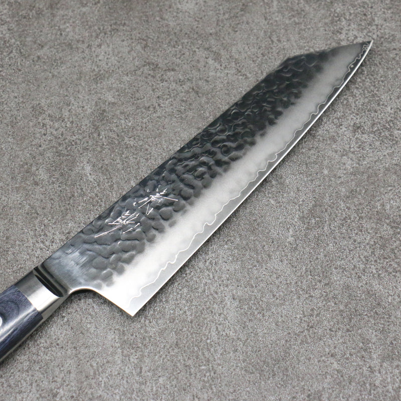 Seisuke Aotsuchi AUS10 Martillado Kiritsuke Santoku 195mm Mango de azul marino de pakka negra  con Funda - Japanny-SP