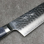 Seisuke Aotsuchi AUS10 Martillado Kiritsuke Santoku 195mm Mango de azul marino de pakka negra  con Funda - Japanny-SP