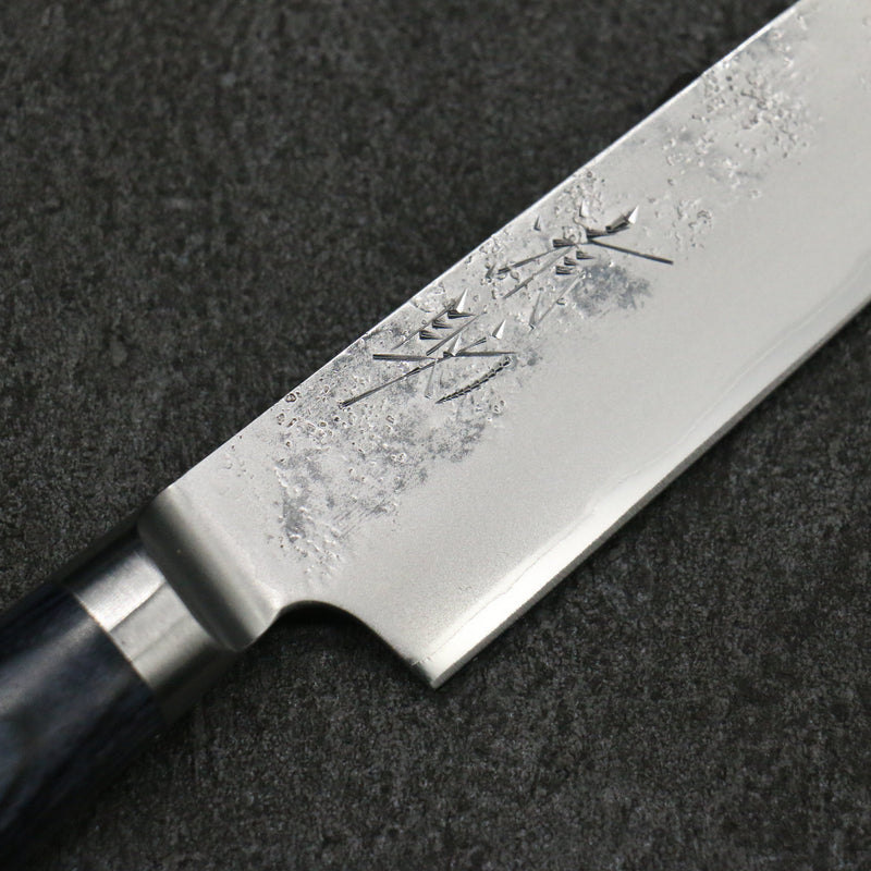 Seisuke Acero Azul No.2 Nashiji Kiritsuke Petty, Utilitario Cuchillo Japones 145mm Mango de azul marino de pakka negra - Japanny-SP