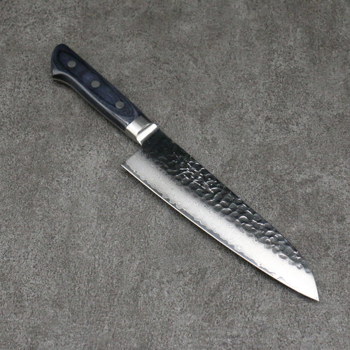 Seisuke Seiun VG10 de 33 Capas Damasco Santoku 180mm Mango de azul marino de pakka negra - Japanny-SP