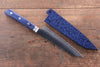 Seisuke Aotsuchi AUS10 Martillado Kiritsuke Petty, Utilitario  140mm Mango de Madera de pakka azul  con Funda - Japanny-SP