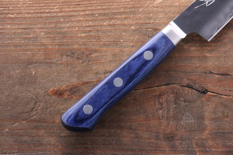 Seisuke Aotsuchi AUS10 Martillado Kiritsuke Petty, Utilitario  140mm Mango de Madera de pakka azul  con Funda - Japanny-SP