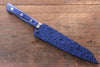 Seisuke Aotsuchi AUS10 Martillado Kiritsuke Petty, Utilitario  140mm Mango de Madera de pakka azul  con Funda - Japanny-SP