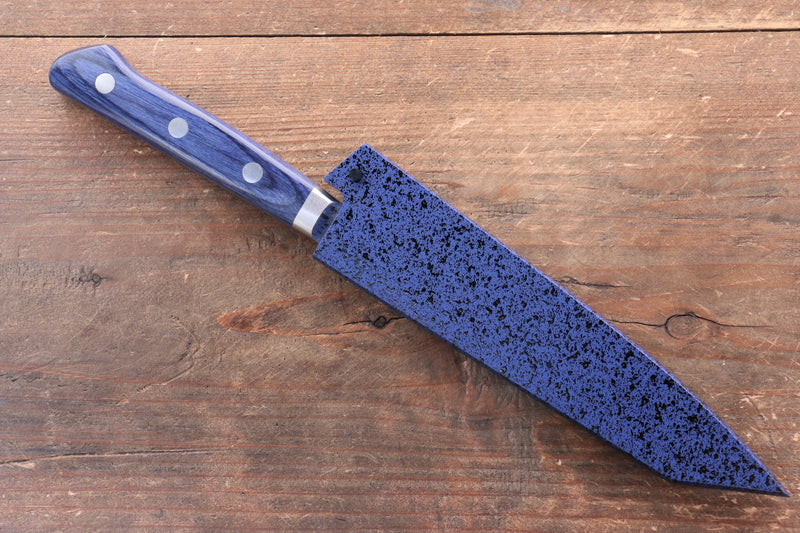 Seisuke Aotsuchi AUS10 Martillado Kiritsuke Petty, Utilitario  140mm Mango de Madera de pakka azul  con Funda - Japanny-SP