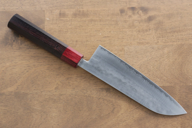 Kunihira VG1 Martillado Santoku  170mm Mango de Shitan (virola: madera de pakka roja) - Japanny-SP