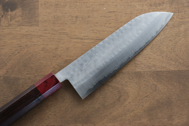 Kunihira VG1 Martillado Santoku  170mm Mango de Shitan (virola: madera de pakka roja) - Japanny-SP