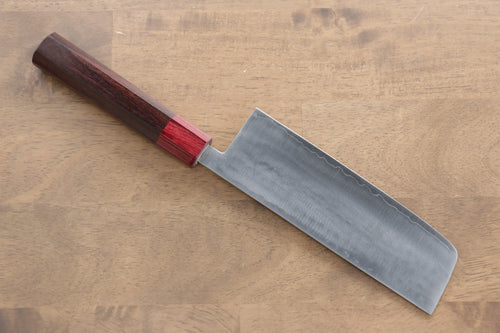 Kunihira VG1 Martillado Nakiri  165mm Mango de Shitan (virola: madera de pakka roja) - Japanny-SP