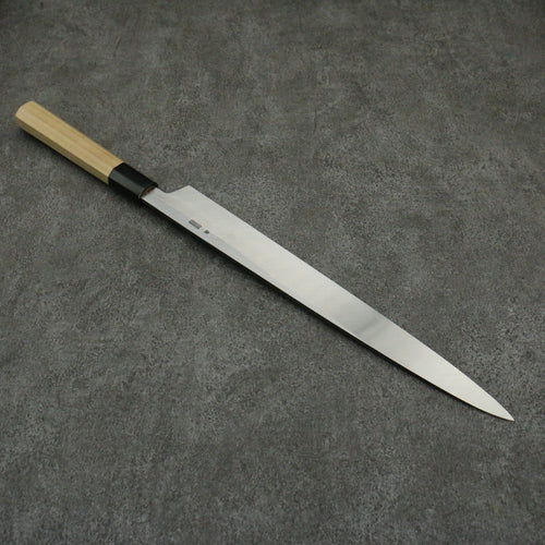 Kikuzuki Acero Blanco No.2 Kurouchi Yanagiba Cuchillo Japones 300mm Mango de Magnolia - Japanny-SP