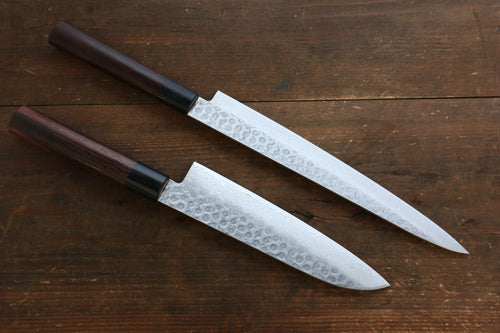 Sakai Takayuki 45 Layer Damascus Japanese Chef's Knife Sujihiki 240mm & Santoku 180mm Set with Shitan Handle - Japanny-SP